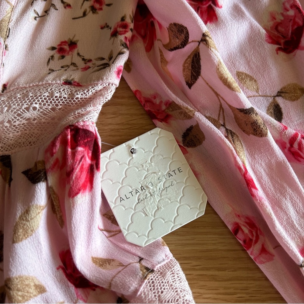NWT Altar’d State Pink Kate Floral Mini Dress Small - Picture 3 of 11
